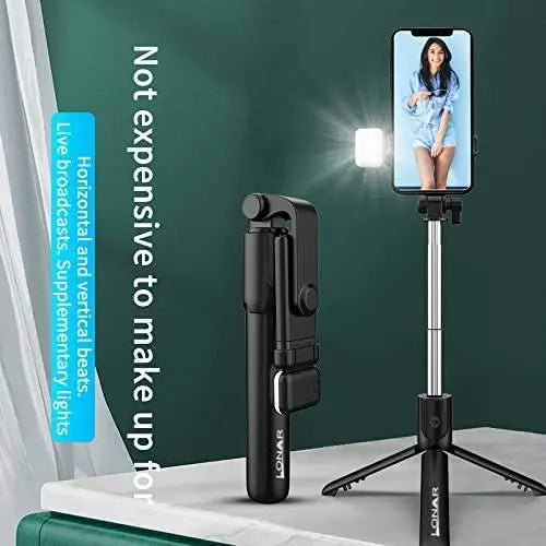 Extendable Flash 3-in-1 Selfie Stick Tripod with Bluetooth Remote Roposo Clout