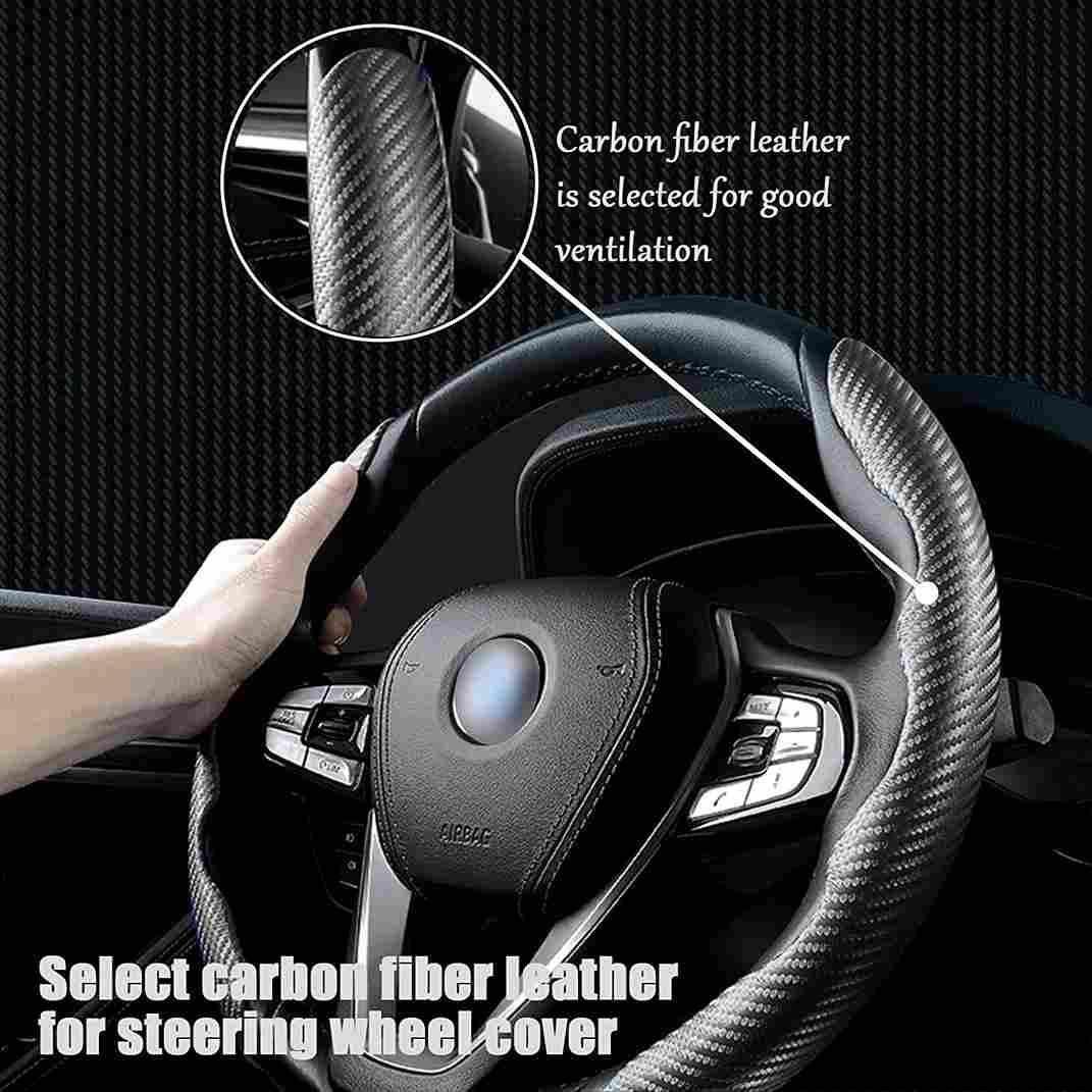 New Carbon Fiber ABS Texture Steering Wheel Grip Cover for Cars Roposo Clout